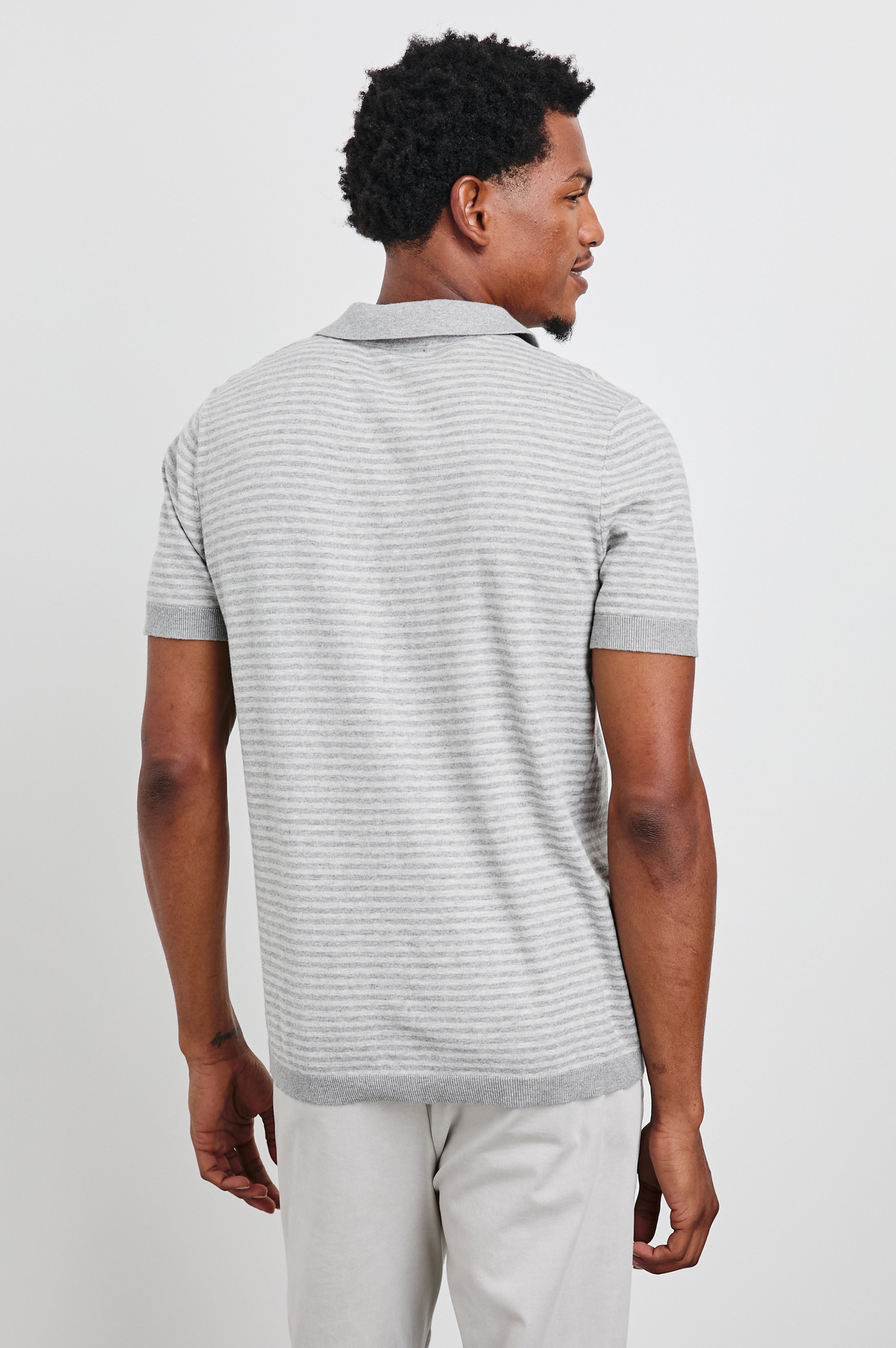 HAYDEN POLO SHIRT - HEATHER GREY STRIPE