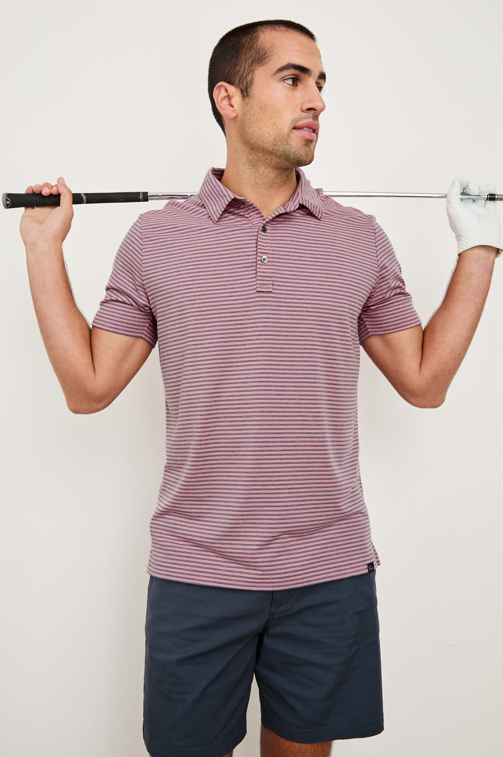 MERCED GOLF POLO SHIRT - HIBISCUS MIRAGE STRIPE