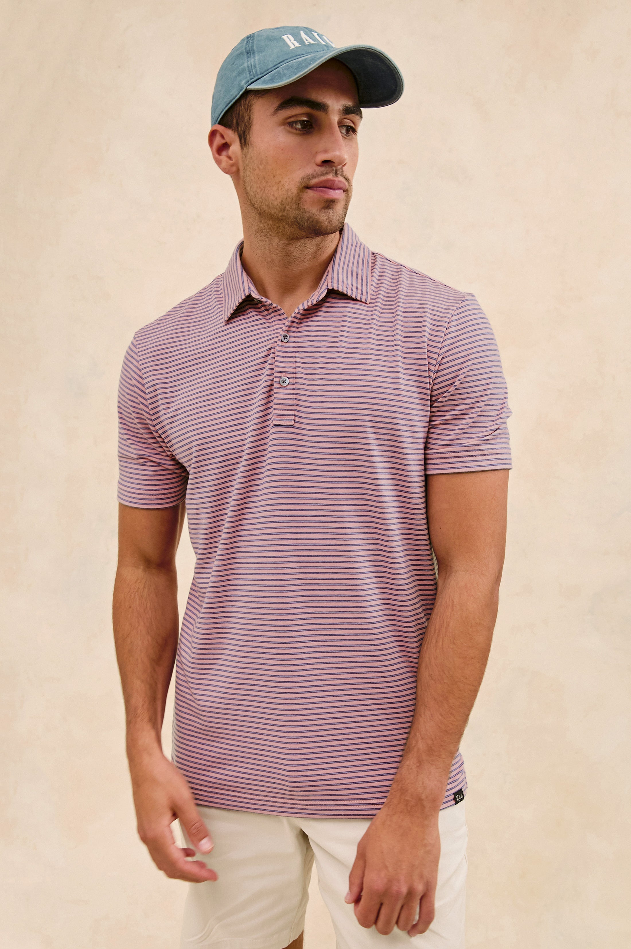 MERCED GOLF POLO SHIRT - HIBISCUS MIRAGE STRIPE
