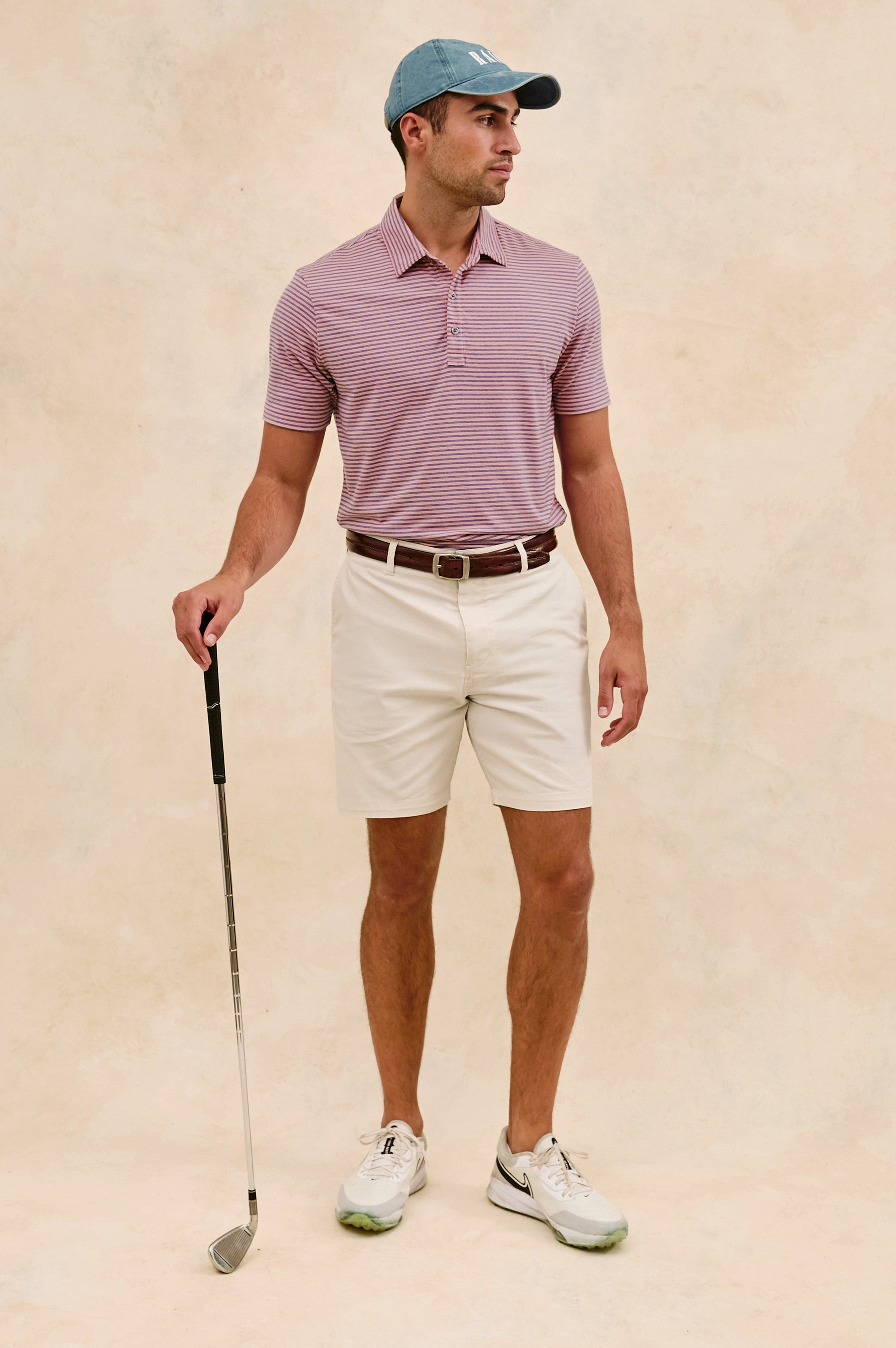 MERCED GOLF POLO SHIRT - HIBISCUS MIRAGE STRIPE