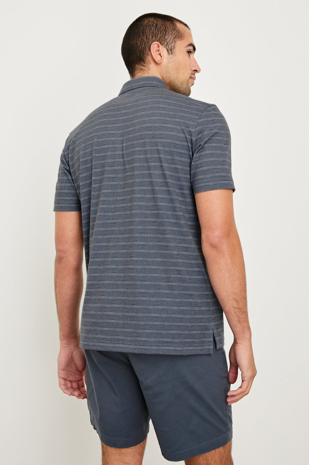 MERCED GOLF POLO SHIRT - SASHIKO BORDER BLACK