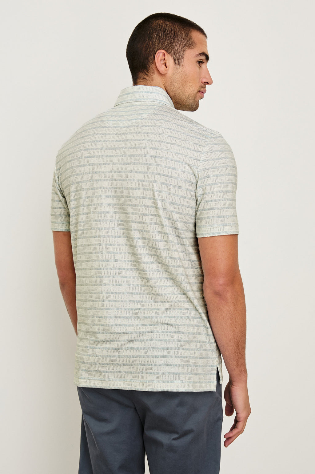 MERCED GOLF POLO SHIRT - SASHIKO BORDER WHITE
