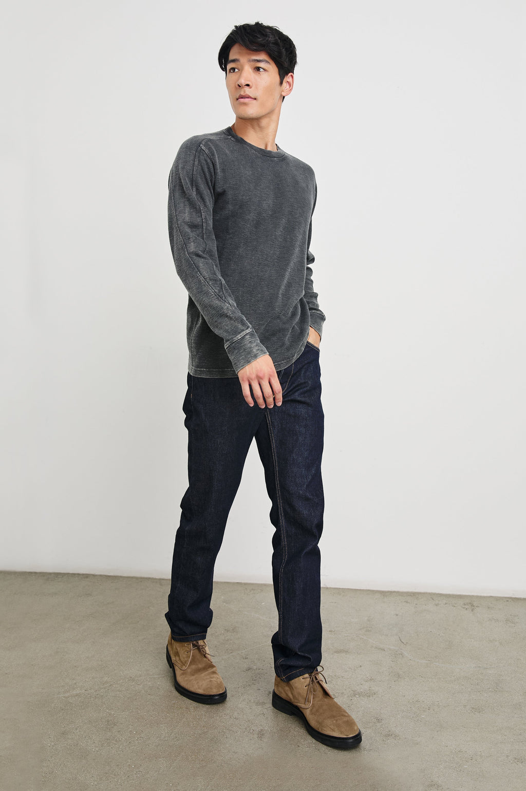 RHEESE LONG SLEEVE TEE - WASHED BLACK